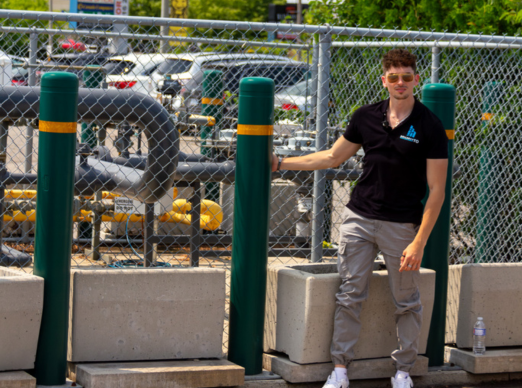 Bollards protecting gas lines