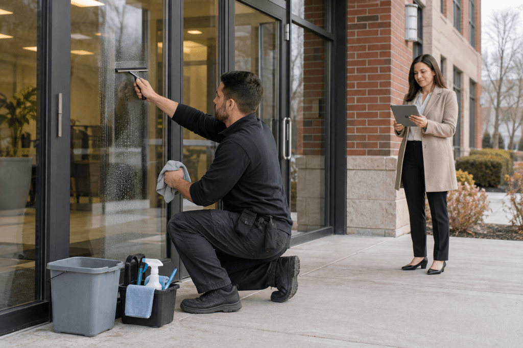 Monthly commercial window cleaning at a Toronto office